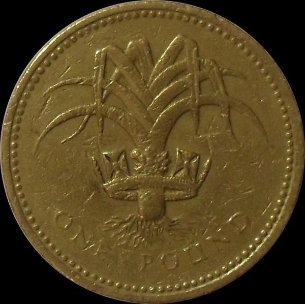 1 фунт 1990 Великобритания. 
