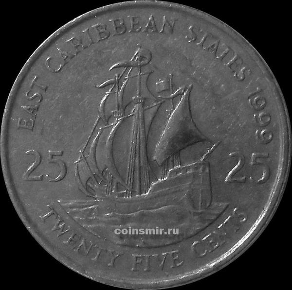 25 центов 1999 Восточные Карибы.