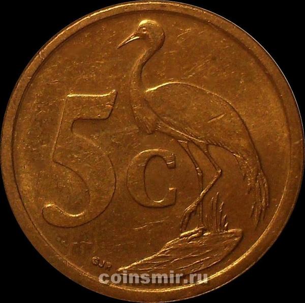 5 центов 2008 Южная Африка. Журавль.