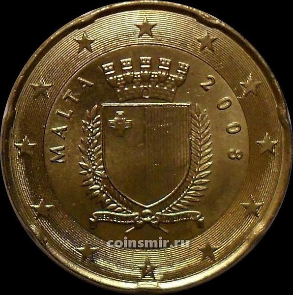 20 евроцентов 2008 Мальта. Герб государства.