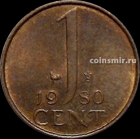 1 цент 1980 Нидерланды. Петух со звездой.