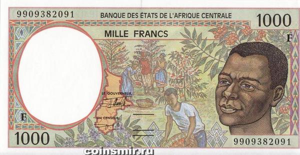 1000 франков 1993-2000 F КФА BEAC (Центральная Африка).