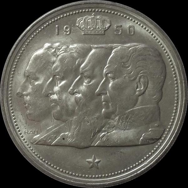 100 франков 1950 Бельгия. BELGIQUE. Королевская династия.