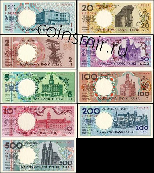 Набор из 9 банкнот 1990 Польша. Буклет.