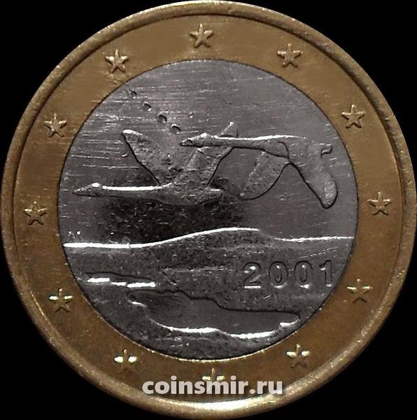 1 евро 2001 М Финляндия. Лебеди. Состояние на фото.