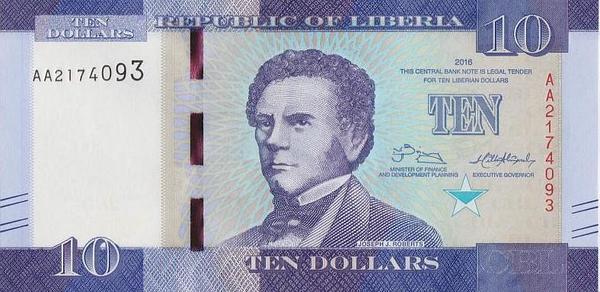 10 долларов 2016 Либерия. Серия АА.