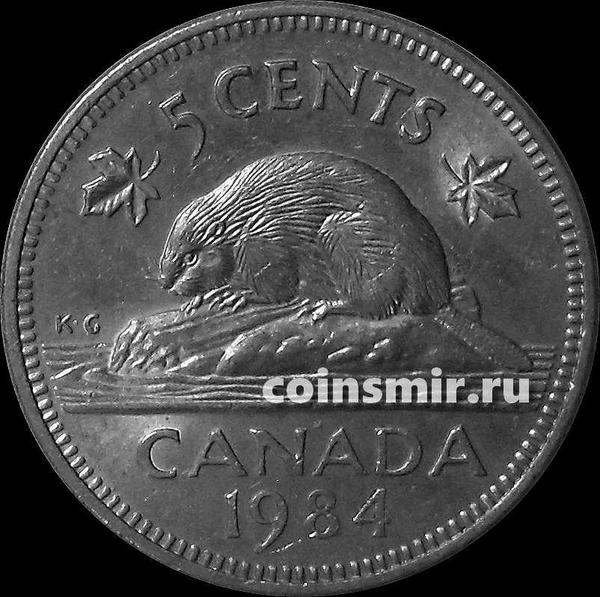 5 центов 1984 Канада. Бобр.