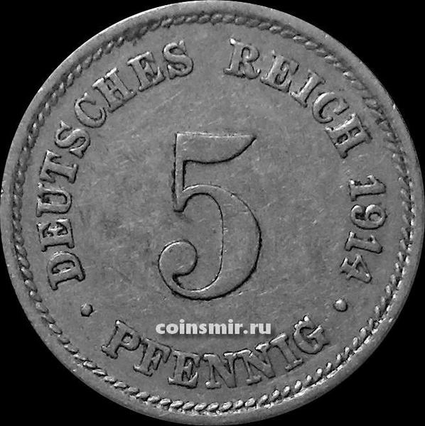 5 пфеннигов 1914 G Германия.