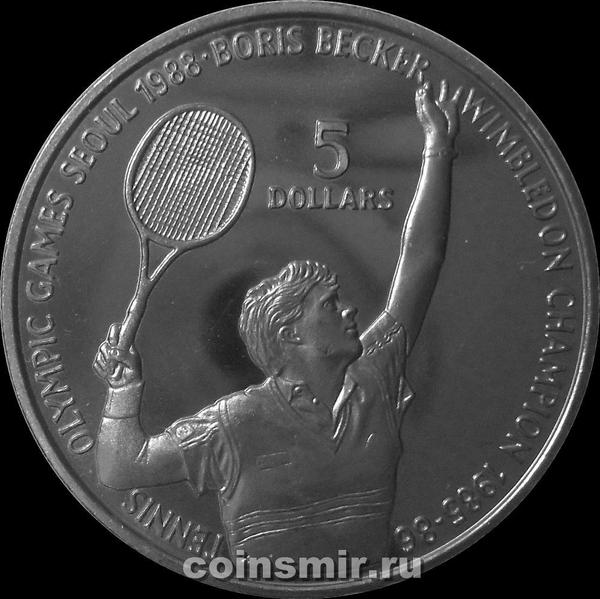 5 долларов 1987 Остров Ниуэ.Теннис. Борис Беккер.