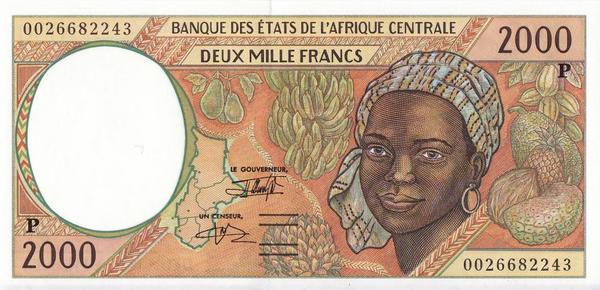 2000 франков 1993-2000 Р КФА BEAC (Центральная Африка).