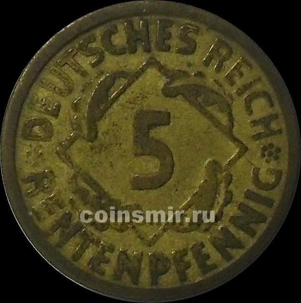 5 пфеннигов 1924 А Германия. RENTENPFENNIG.