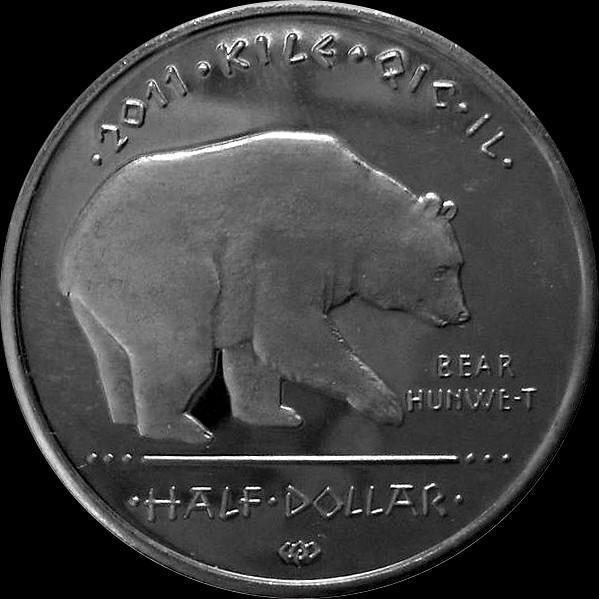 1/2 доллара 2011 Резервация индейцев-койотов. Медведь.