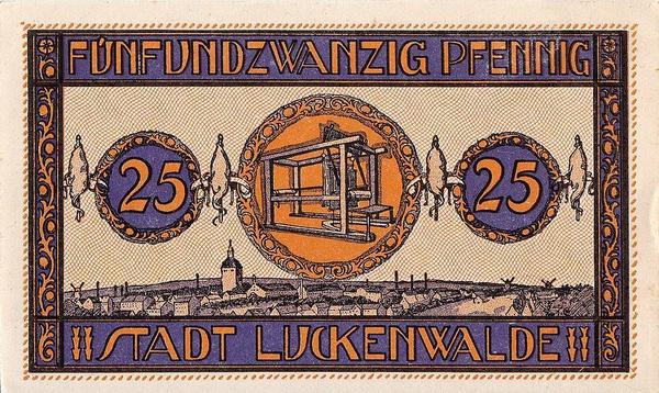 25 пфеннигов 1921-1922 Германия. г. Лукенвальде (Бранденбург). Нотгельд.