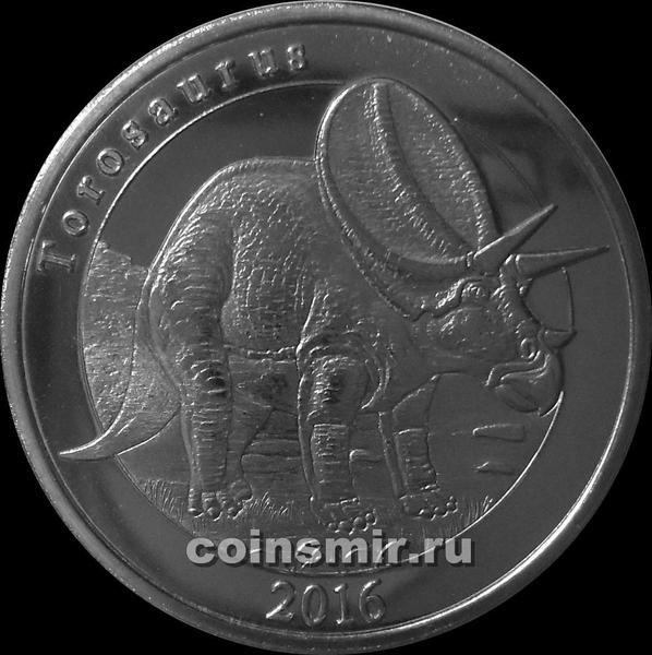 1 франк 2016 остров Майотта. Торозавр.