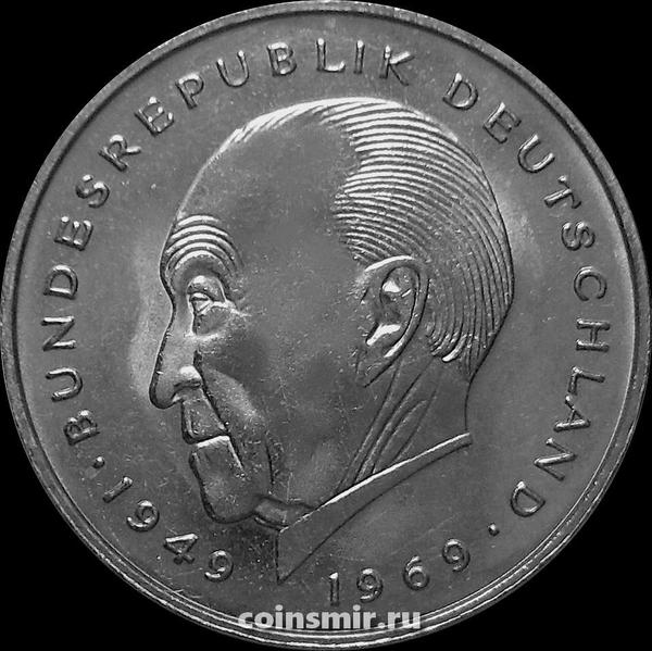 2 марки 1980 F Германия (ФРГ). Конрад Аденауэр.