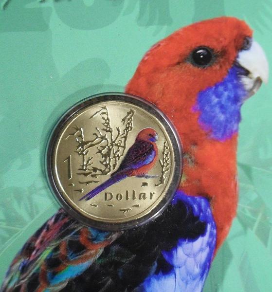 1 доллар 2011 Австралия. Попугай Малиновая Розелла.