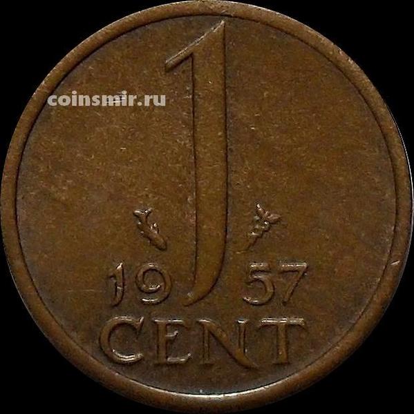 1 цент 1957 Нидерланды. Рыбка.