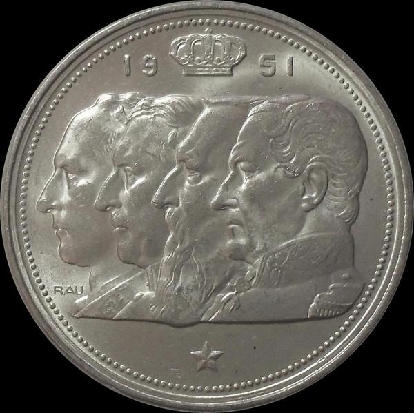 100 франков 1951 Бельгия. BELGIE. Королевская династия.