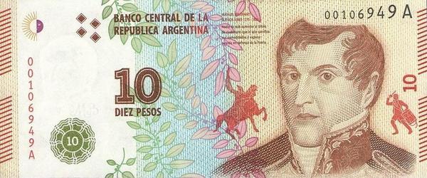 10 песо 2015 Аргентина.