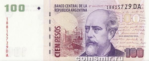 100 песо 2003-2014 Аргентина. (вертикальный нумератор)