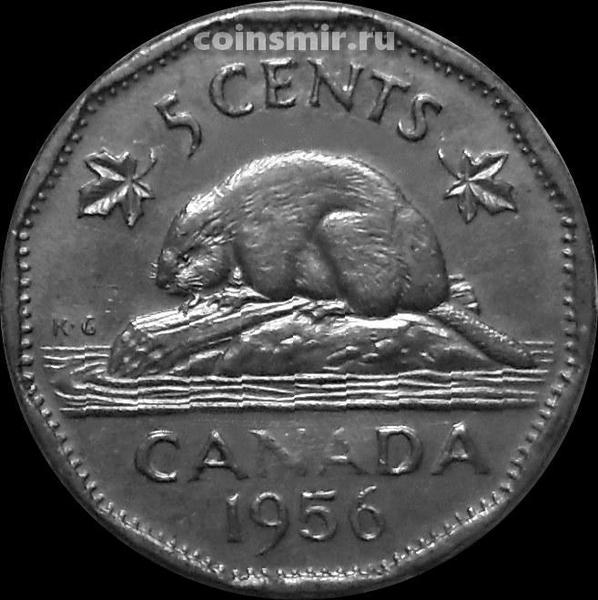 5 центов 1956 Канада. Бобр.