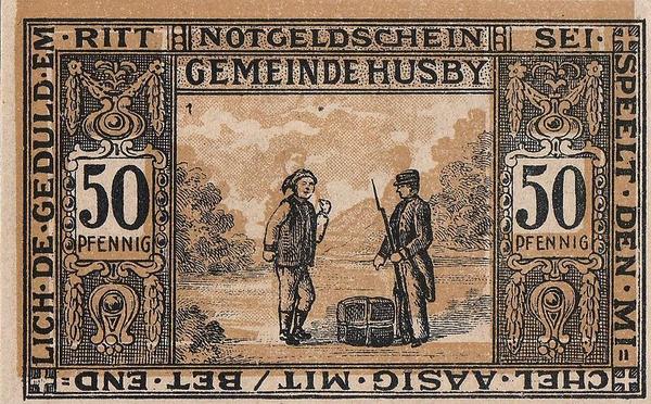 50 пфеннигов 1921 Германия. г.Хусби (Шлезвиг-Гольштейн). Нотгельд.