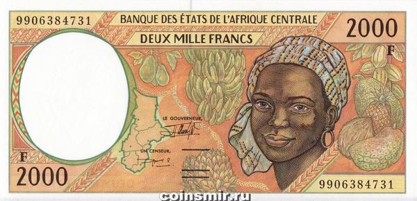 2000 франков 1993-2000 F КФА BEAC (Центральная Африка).