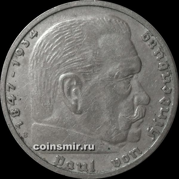 5 марок 1939 В Германия. Гинденбург.