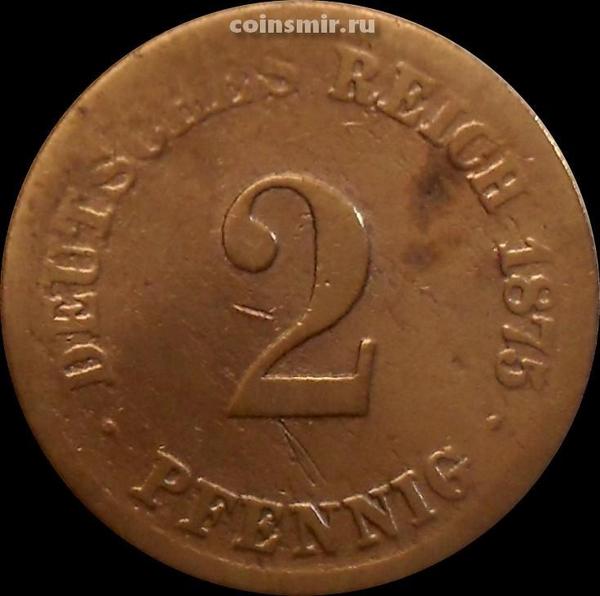 2 пфеннига 1875 Германия. Не читается монетный двор.