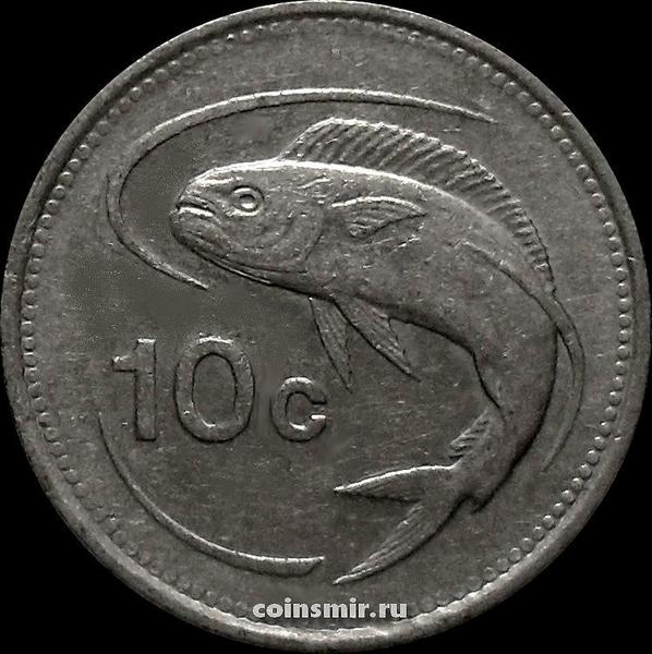 10 центов 1991 Мальта. Золотистая макрель.