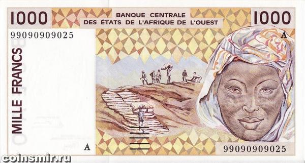 1000 франков 1999 А КФА ВСЕАО. (Западная Африка)