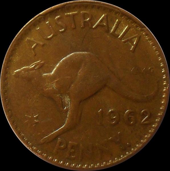 1 пенни 1962 Австралия. Кенгуру.