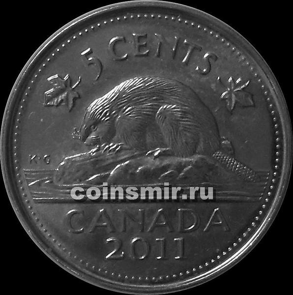5 центов 2011 Канада. Бобр.