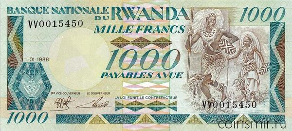 1000 франков 1988 Руанда.