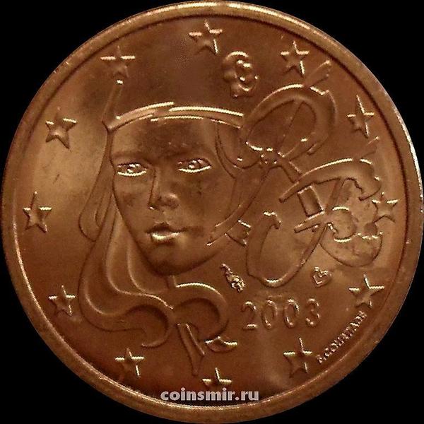 5 евроцентов 2003 Франция. Олицетворение республики Марианна.