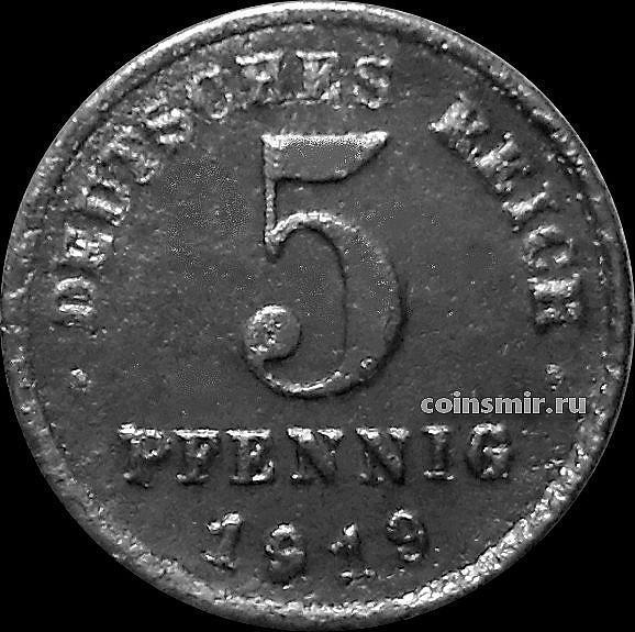 5 пфеннигов 1919 G Германия.