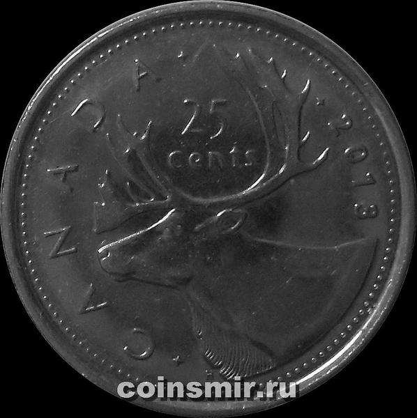 25 центов 2013 Канада. Северный олень.