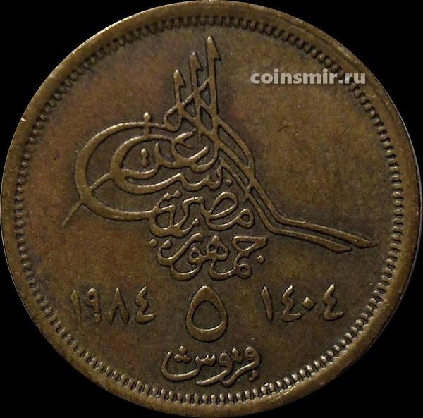 5 пиастров 1984 Египет. Исламская дата справа. Тип-2