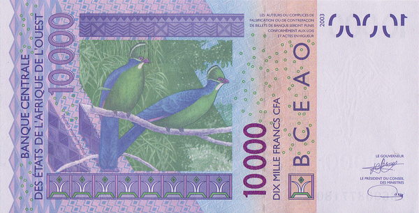 10000 франков 2003 К Западная Африка КФА ВСЕАО.