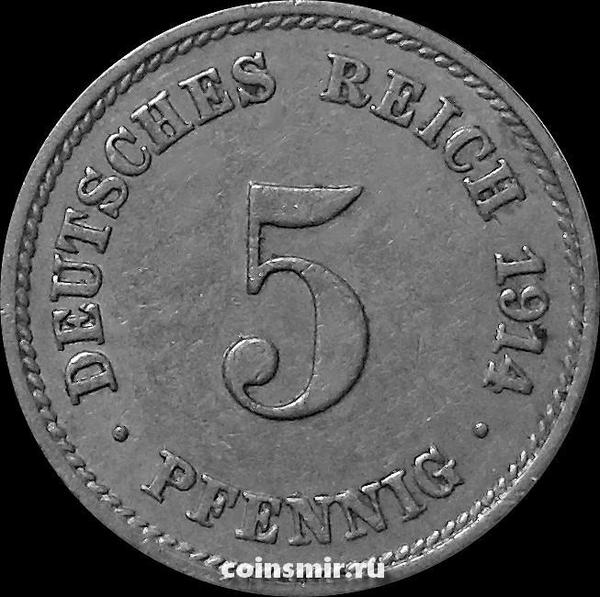 5 пфеннигов 1914 J Германия.