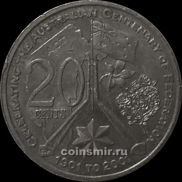 20 центов 2001 Австралия. Австралийская столичная территория. 100-летие Федерации.