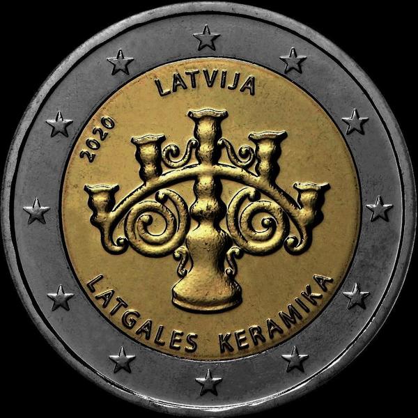 2 евро 2020 Латвия. Латгальская керамика.