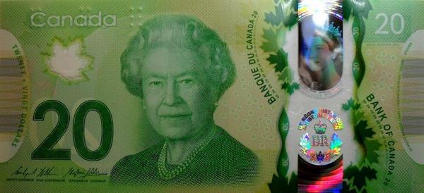 20 долларов 2015 Канада. Длительность правления королевы Елизаветы II .