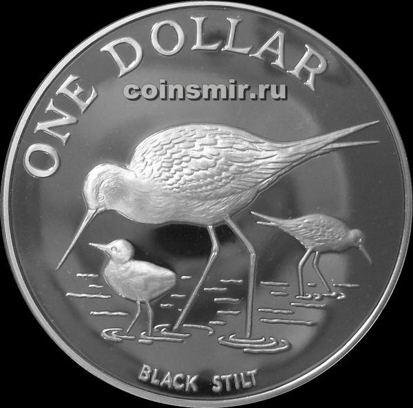 1 доллар 1985 Новая Зеландия. Черный ходулочник . Пруф.