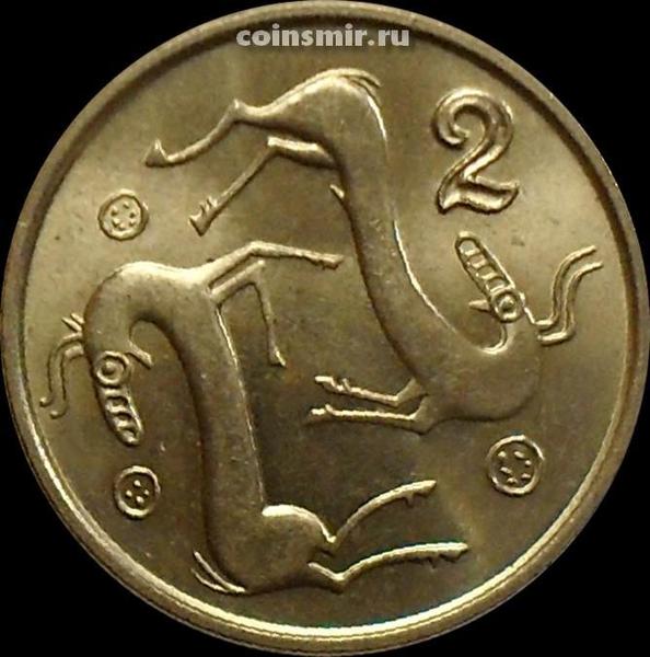 2 цента 1996 Кипр. Стилизованные козлы.