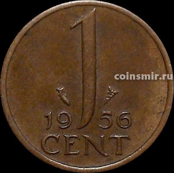 1 цент 1956 Нидерланды. Рыбка.