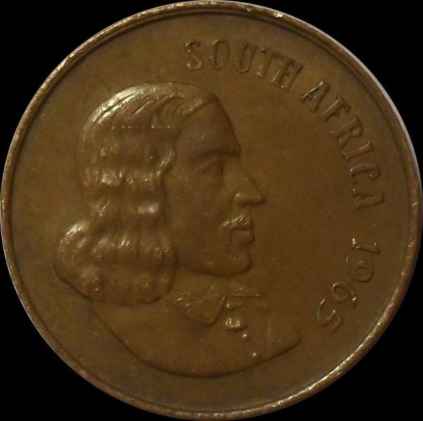 2 цента 1965 Южная Африка. Английская надпись.