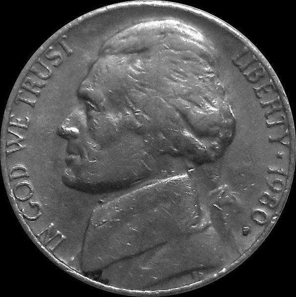 5 центов 1980 Р США. Томас Джефферсон.