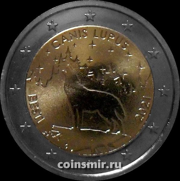 2 евро 2021 Эстония. Волк.