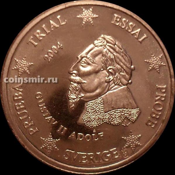 2 евроцента 2004 Швеция. Европроба. Specimen. Король Густав II Адольф.